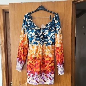 Farm RIO Anthropologie Dress Geometric Bright Colors